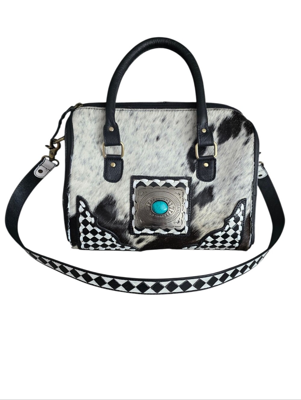 Sailor Cowhide & Checkered Western Large Speedy Bag